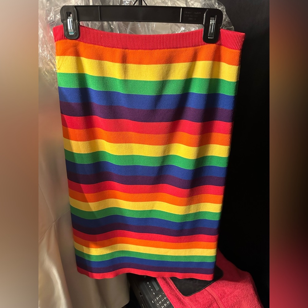 Michael Kors rainbow bright size LARGE stunning midi skirt or tube top dress